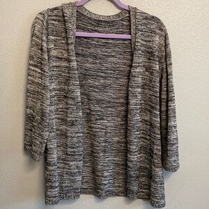 Heathered grey open cardigan 3/4 sleeve(silk blend)- Size large